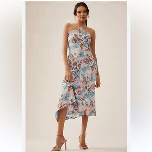 NWT By Anthropologie Halter Slip Midi Dress Multi XL